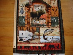 Wilderness Trail Bear Moose Fish Camper Boat Cotton Quilt Fabric Panel