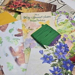Junk Journal Lot 1Lb Ephemera Cards Ribbon Book Page Fabric Button Craft Collage