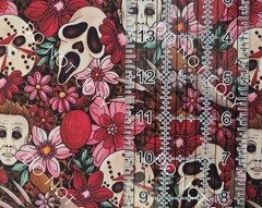 Custom 100% Cotton Woven Fabric Horror Movie Floral Red By The 1/4 Yd 9×56