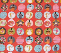 3 YDS Cotton Quilting Fabric Rem POPPY COTTON Kitty Loves Candy Halloween Witch