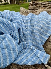 Indigo Blue Textured Sheer Linen Fabric | 3D Cotton | 2 Yards.