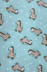 JoAnn Kids Fleece Fabric Pale Aqua Blue with Giraffes BTY #57
