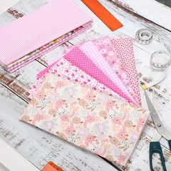 Boao 10 Pieces 20 x 20 Inch Cotton Fabric Quilting Floral Patchwork Pink