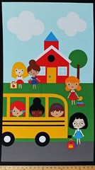 23.5″ X 44″ Panel School Bus Kids Teachers Back to School Cotton Fabric D507.22
