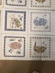 Veg Joan Kessler Concord Fabrics Cotton Panel Cream Floral Animals 44”x43”