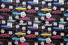 ROUTE US 66 MAP VINTAGE CARS *PRE-CUT* 43″X22″ NEW FABRIC (3 PRECUTS AVAILABLE)