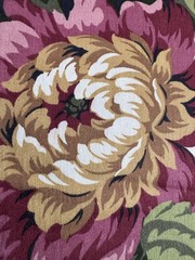 Vintage STANLEY KING STUDIO FLORAL FABRIC 104”x 58” Rose Vibrant Sateen Cotton