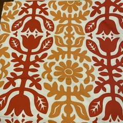 IKEA Stylized Iconic Bold Flower Power Red/Orange Fabric Cotton Canvas 113”x 60”