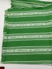 Stretch Bright Green White I AM GREEN T-shirt Fabric Remnant 39” L x 60” W