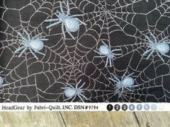 Headgear BTY Fabri-Quilt Spiders Halloween Black White Silver Fabric 9794 NEW