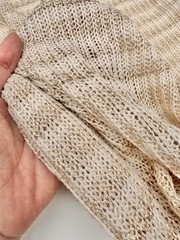 Soft Knit Fabric with Gold Thread, Cotoon Cream and Beige Striped 50” Width