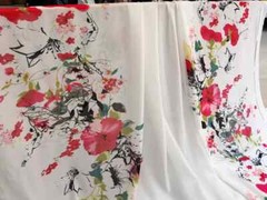 58” Wide By Yards White Positional Floral Georgette Chiffon Fabric Wedding