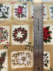 White Flowers Pine Cones Blocks on Tan Woodland Fabri-Quilt Fabric 1.8Y