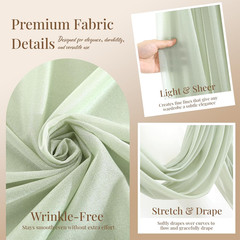 Sage Green Wedding Arch Draping Fabric, 2 Packs 29″ X 20FT Sheer Fabric Arch Dra