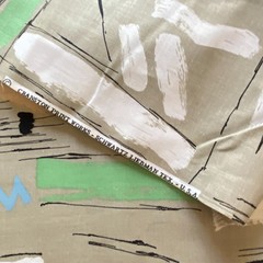 BTY 1980s Abstract Fabric Pastel Taupe Cotton Cranston Print Works