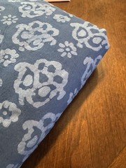 NEW Blue Flowers Hand Dyed 100% Cotton Batik Fabric BY THE YARD 38″ WIDE