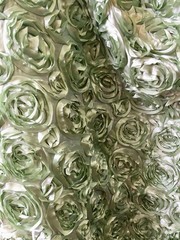 Paige SAGE 3D Floral Polyester Satin Rosette Fabric by the Yard – 10028