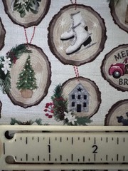 Christmas Holiday Theme Ornaments Wood-Cut Miniatures Fabric FAT QUARTER, FAT 8