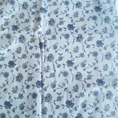 2.5 YD Jacobean Floral Fabric Blue Cotton Print