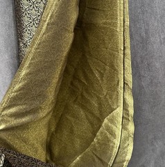 Vintage Satin Fabric Gold Black Scroll 60×88
