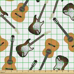 Ambesonne Guitar Fabric By The Yard Realistic Illustration Classic And Electric