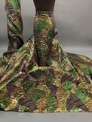 Green Copper Purple Jacquard Metallic Brocade Fabric 58” Width By The Yard