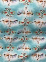 Longhorn Skulls Cotton Fabric By Yard