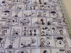 1/2YD X 44″ NEWSPAPER STRIP PEANUTS BLACK AND WHITE/SPRING/ NEW COTTON #2452