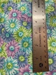 Fresh Green Periwinkle Mauve Daisies Allover Print Cotton Fabric Traditions 14″