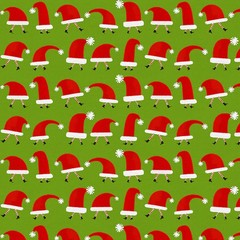 Christmas Town Hats Green 12024182 100% Cotton Fabric Half Yd continuous Cuts