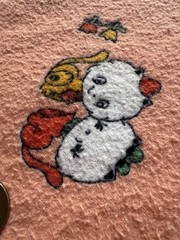 Vintage Kawaii Cat Flannel Fabric Peach Novelty Print 38 x 34 Quilt Sewing Craft