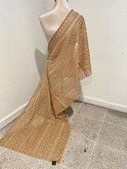 GOLD Embroidered Chiffon Scarf Shawl 68×22 Wide