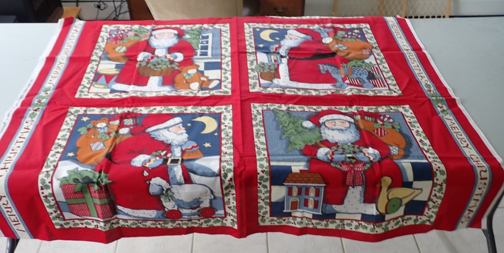 Vintage Fabric Traditions Susan Winget Christmas Santa Quilt Panel Blocks #2021