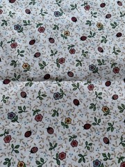 Vtg “Little Quilts” Floral Ladybug Fabric By Fabri-Quilts Blue Mauve Cream BTHY
