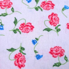 Red Blue Peone Print Cotton Flannel Fabric 45″ By Yard Floral Blanket Fabric