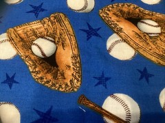 Baseball Stars Bats and Balls On Blue Quilting Cotton Fabric 1 Yard