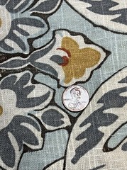 3 Yd Kravet Fabric Linen Drapery Upholstery Blue Orange Yellow White Floral