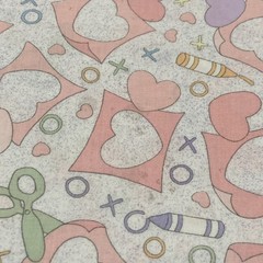 Vintage Precious Moments Fabric 3 Ydx44” Uncut Pastel Heart Crayon Spectrix 2001