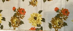 Vtg 1970s Flower Avocado Green/ Gold Tablecloth Or Fabric Large Print 52X70 NWOT