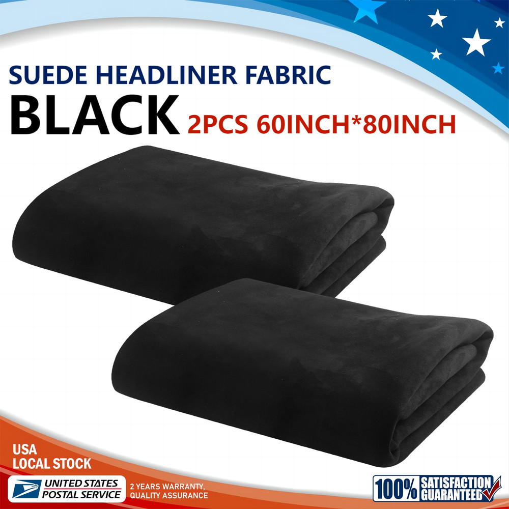 3MM Black Suede Headliner Fabric 2*60″x80″ Foam Backed for Car Inner Roof Repair