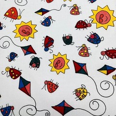 Summertime Fun Fabric Sun Kite Bug Extra-Wide BY THE YARD Kids Fabric 100%Cotton