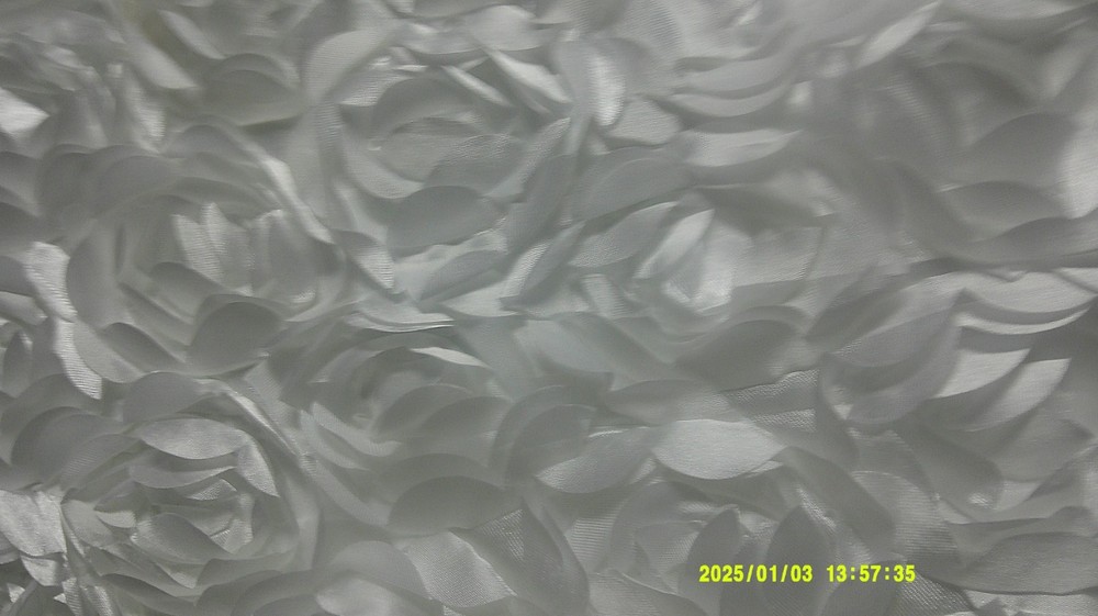 White Satin Bridal Petals Rosette on Mesh Fabric 56″ x 11″