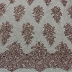 Bridal Sequin Lace Floral Embroidery Polyester Mesh 51 Inch Wide Fabric