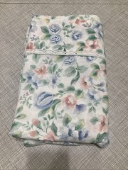 Vtg 80s 90s Floral Twin Flat Sheet Fabric 64×96 Pastel Watercolor Sewing DIY EUC