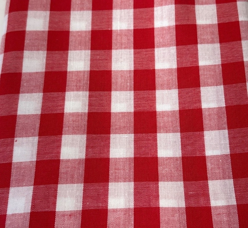Red & White Gingham Cotton Fabric 1/2 yard x 44″ Crafts Sewing Projects