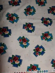 “Lady Of Guadalupe” Fabric 1 Yd Decorative Blue Crosses White Background