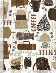 Coffee Fabric Kitschy Motifs Rise Grind Cotton Timeless Treasures C7985 By Yard