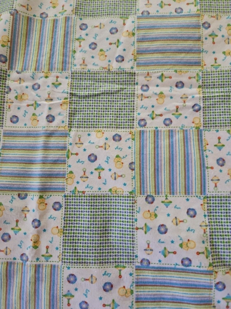 JoAnn FLANNEL FABRIC “MY TOY PATCH” Baby Themed Fabric 2.25 Yrds X 42″ Wide