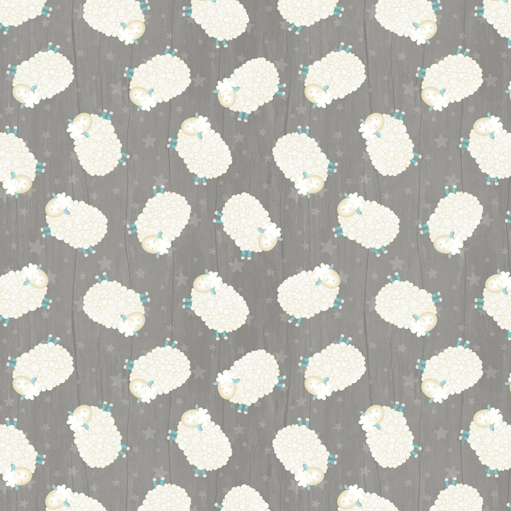 Dark Grey Tossed Sheep # 82581-914 Fabric on Gray Background- New Print!