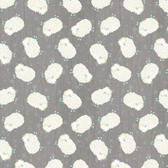 Dark Grey Tossed Sheep # 82581-914 Fabric on Gray Background- New Print!